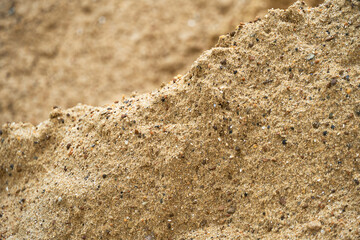 wet sand surface for construction, close view
