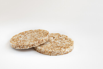 rice cakes isolated on white background, grain crispbreads