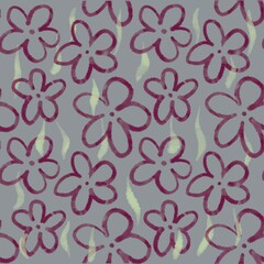 floral print in restrained colors, seamless pattern of stylized flowers