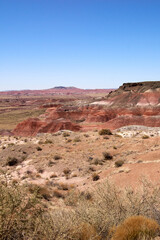 Landscape scenic vista of the Painted Desert in the Petrified Forest National Park in Arizona