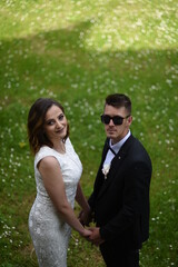 Beautiful wedding couple, Luxury married wedding couple, bride and groom posing in old city