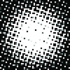 Black polka dot halftone background pixel art. Vector illustration.	