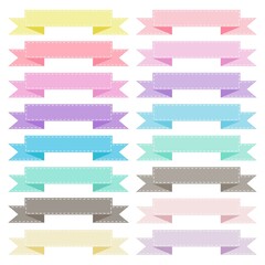 Set of 16 Ribbons. Ribbons banners flat. Colorful Ribbons set. Vector illustration. Vector banner Ribbons.