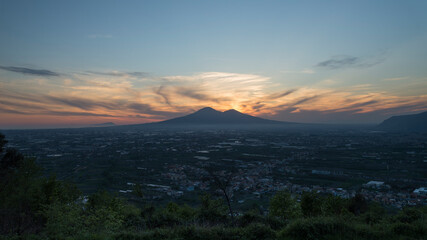 Fototapeta na wymiar Window on Vesuvius at sunset
