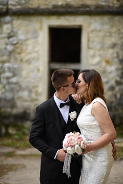 Beautiful wedding couple, Luxury married wedding couple, bride and groom posing in old city