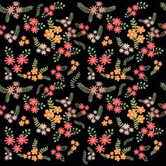 Fototapeta na wymiar seamless floral pattern with dark background 