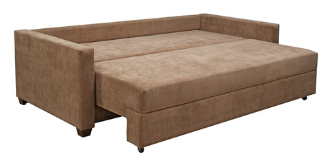 Sofa isolated on white background. Including clipping path. The sofa is laid out for sleep
