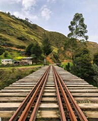 Fototapeta na wymiar railway in the mountain