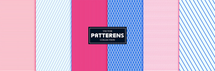 set of geometric line seamless pattern. Geometric abstract background vector.