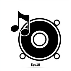 Speaker silhouette with audio icon. Vector illustration design