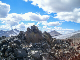 Frozen lava from Elbrus Volcano.Caucasus mountain range