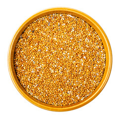 proso millet grains in round bowl cutout - obrazy, fototapety, plakaty