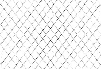 Fototapeta premium Rough, irregular texture composed of monochrome geometric elements. Overlay distressed grunge background. Abstract vector illustration. Isolated on white background. EPS10