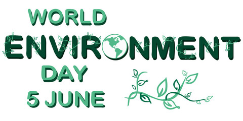 Fototapeta premium World environment day banner, poster with earth, illustration with lettering environment day.Vector illustration. Environment and ecology