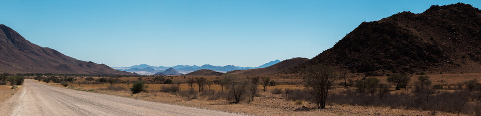 gravel road leading to sossusvlei in namibia