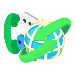 Worldwide call icon. Isometric illustration of worldwide call vector icon for web