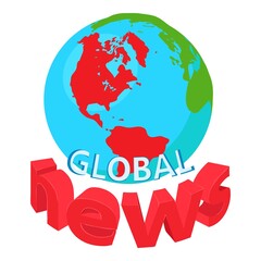 Global news icon. Isometric illustration of global news vector icon for web