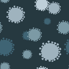 Coronavirus quarantine. Seamless blue pattern for printing on fabric, decorative pillows, mobile cases, masks, bedspreads, wrapping paper. International Doctor's Day. 