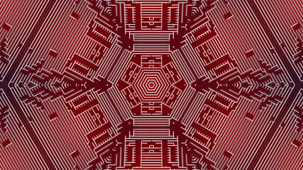 Sci-fi 3d render. Abstract white wireframe on red bg. Ai geometric pattern of lines, nodes and intersections, star structure. Solution by ai or neural network, branches of calculations. Fantastic bg.