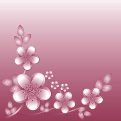 Pink paper flowers on pink background with copy space. 3D flowers.