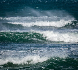 Oceans waving breaking in storm at sea 