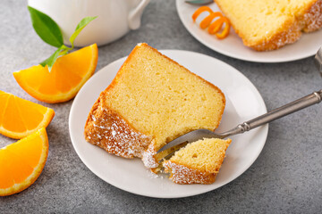 Traditional vanilla pound cake with orange extract, Bundt cake
