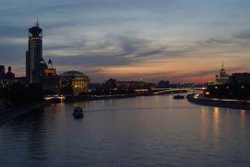 sunset   over Moscow river at Music House