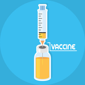 Vial and syringe Vaccination poster Vector illustration