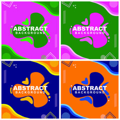 Naklejka premium Illustration set vector of abstract background in blue, green, orange, and gray color. Good to use for banner, social media template, poster and flyer template, etc