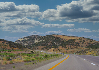 Nevada landscape along Highway 80 with beautiful clouds in the skies.