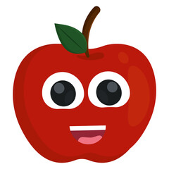 Happpy apple cartoon Healthy food - Vector illustration