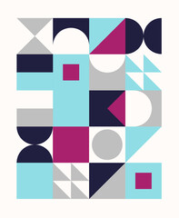 Colorful geometric pattern in Scandinavian style. Minimal geometric shapes compositions.