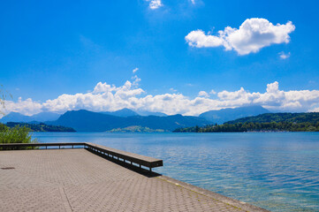 Walkway by the river in Luzern, Switzerland.