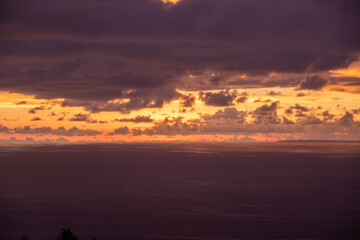 View of sunset on the Pacific coast of Manuel Antonio