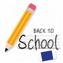 Pencil and eraser Back to school Vector illustration