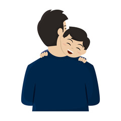 Isolated man hugging his son Vector illustration