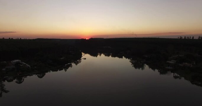 Lake Boat sunset Campo Mourão - PR Brasil Air View Aerial image drone 4K