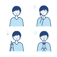 基本ポーズの女性のイラスト素材セット