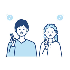 嬉しそうな男女のイラスト素材