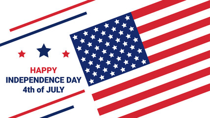Fototapeta premium Fourth of July Independence day of USA. Happy 4th of July USA Independence Day greeting card template with text and American national flag decoration. Vector illustration. 