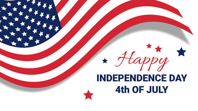 Fourth of July Independence day of USA. Happy 4th of July USA Independence Day greeting card template with text and American national flag decoration. Vector illustration.
