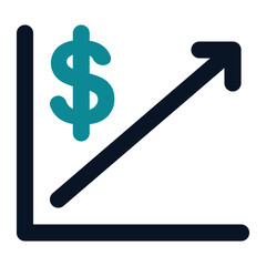 icon profits increase using flat style and blue color dominate