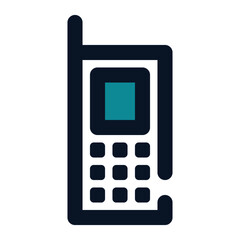 icon telephone using filled line style and blue color