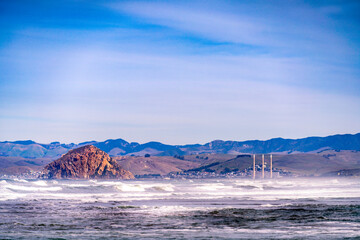 ROck, Ocean, Beach, town, afternoon, light, waves