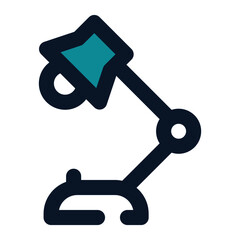 icon desk lamp for study using filled line style and blue color