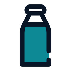 icon milk bottle using filled line style and blue color