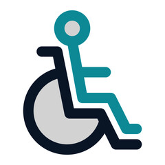 icon wheelchair using flat style and blue color dominate