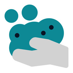 icon washing hand using flat style and blue color dominate