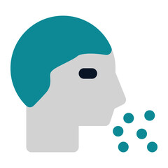 icon sneezing using flat style and blue color dominate