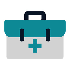 icon medical briefcase using flat style and blue color dominate